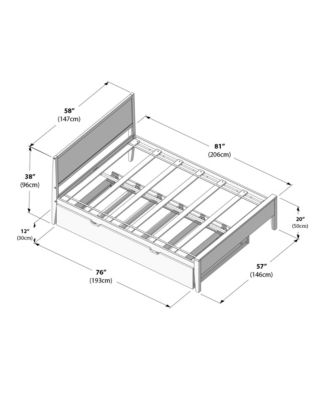 Full Size Bed Frame with Trundle, Classic Solid Wood Platform Bed for Kids