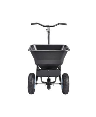 Lawn Spreader, 100LBS Capacity, Walk-Behind Fertilizer Spreader with Pneumatic Tires