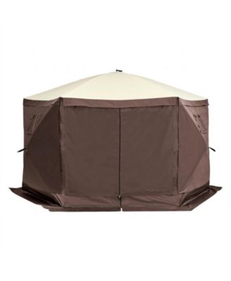 6-Sided Pop-Up Gazebo Screen Tent with Removable Wind Cloths and Mesh Windows 12.5x12.5FT
