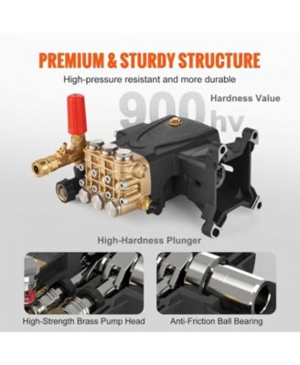 Pressure Washer Pump, 4400 PSI, 1" Shaft Triplex Plunger for Power Washers