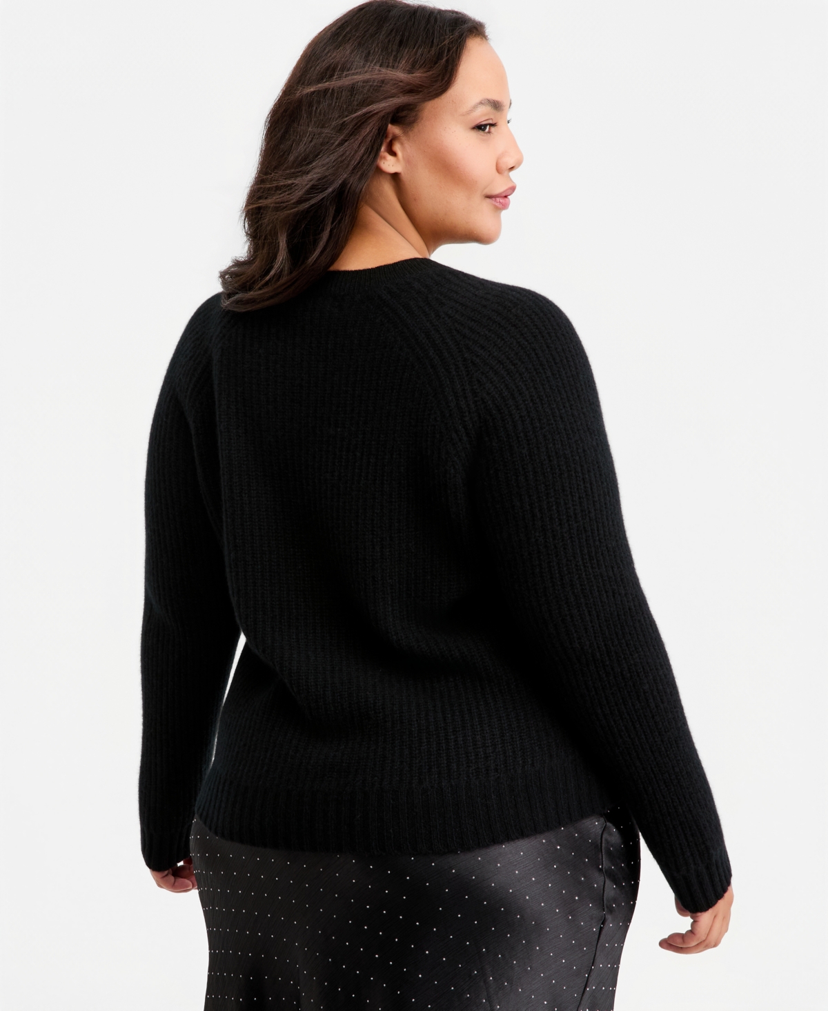 Charter Club Plus 100% Cashmere Shaker-Stitched Sweater, Macy's Exclusive