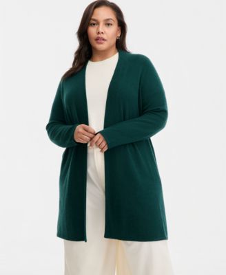Plus Size 100% Cashmere Open Cardigan