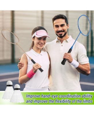 8 Packs Badminton Rackets Set 12 Shuttlecocks Adult Backyard Gym Beach Outdoor