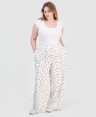 Trendy Plus Size Wide-Leg Drawstring Sweatpants