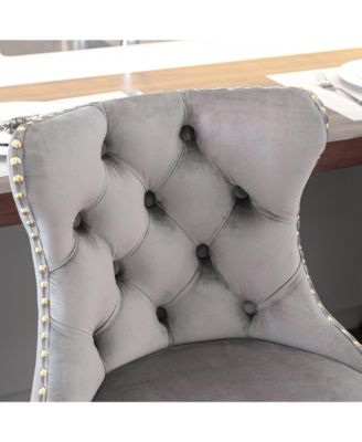 Velvet Swivel Bar Stools Set of 2, Adjustable Counter Height Chairs with Nailhead Trim and Metal Base for Kitchen Island