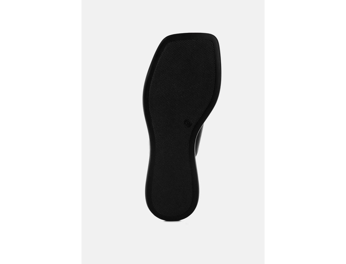 Женские балетки Rag & Co Shosa Genuine Leather Criss-Cross Flats, цвет: Чёрный кожаный — фото 5