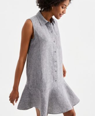 charter club shirt dress CHARTER CLUB | Lavender Fields Floral Long Sleeve Belted Button Down Shirt  Dress