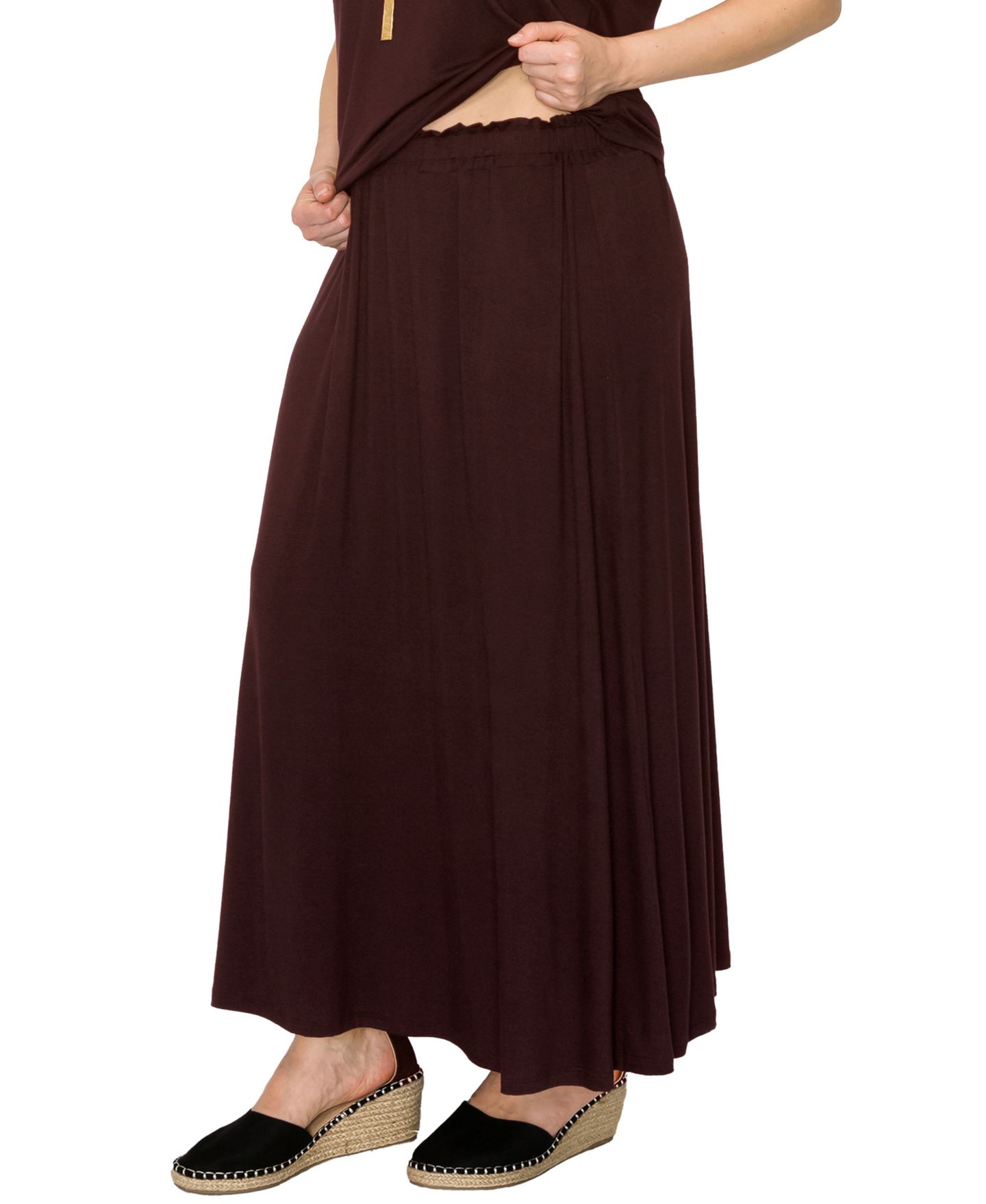 Женские юбки COIN 1804 Plus Size Elastic Waistband Maxi Skirts, цвет: Коричневый — фото 2