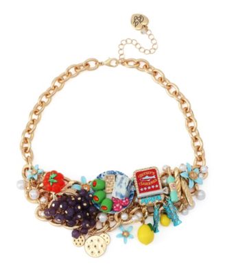 Faux Stone Girl Dinner Charcuterie Bib Statement Necklace