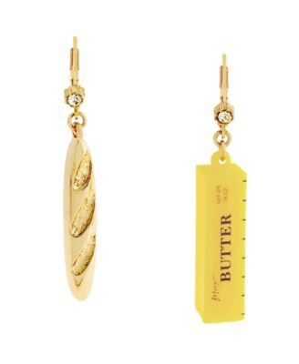 Faux Stone Girl Dinner Baguette Butter Drop Earrings