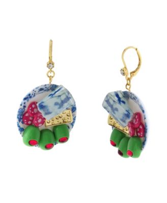 Blue Girl Dinner Cheese Plate Drop Earrings