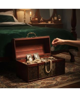 Vintage Wooden Treasure Chest Storage Decorative Box