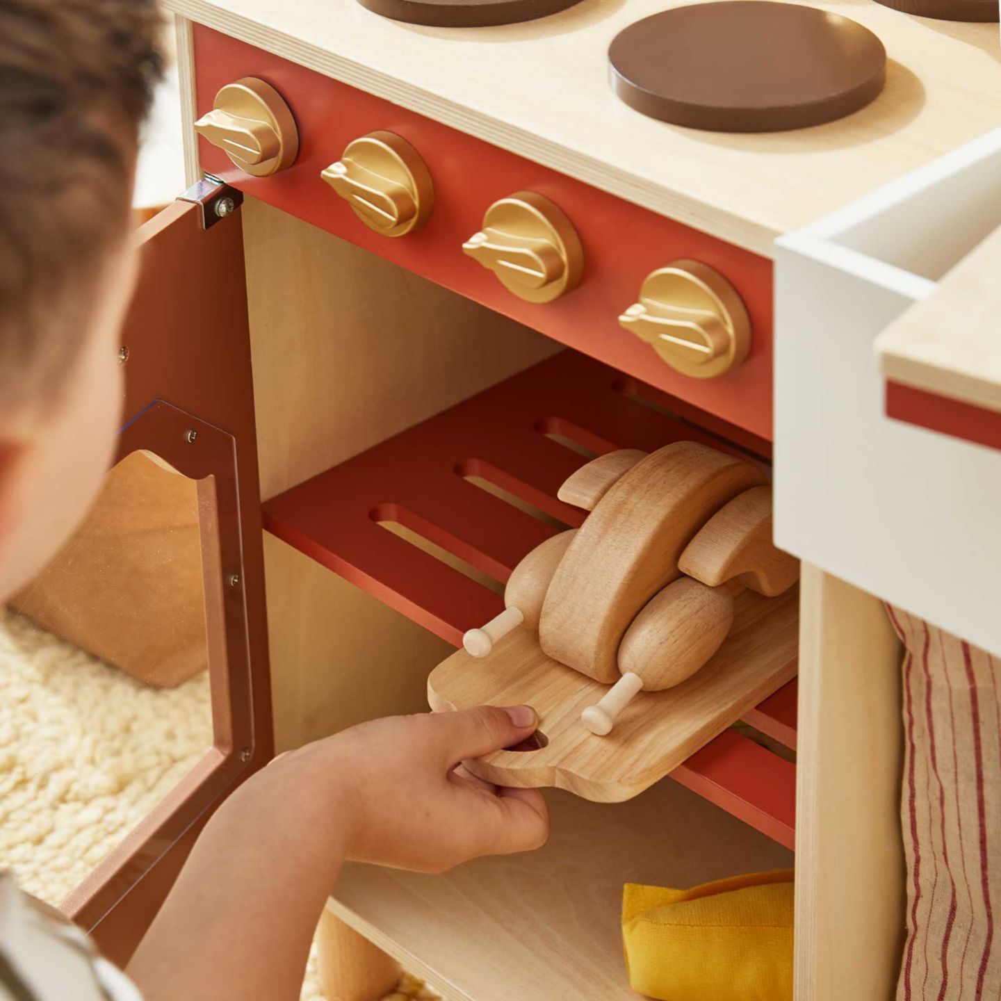 Детская игрушка Tiny Land Mediterranean Interactive Wooden Play Kitchen, Ages 3+, цвет: Коричневый — фото 5
