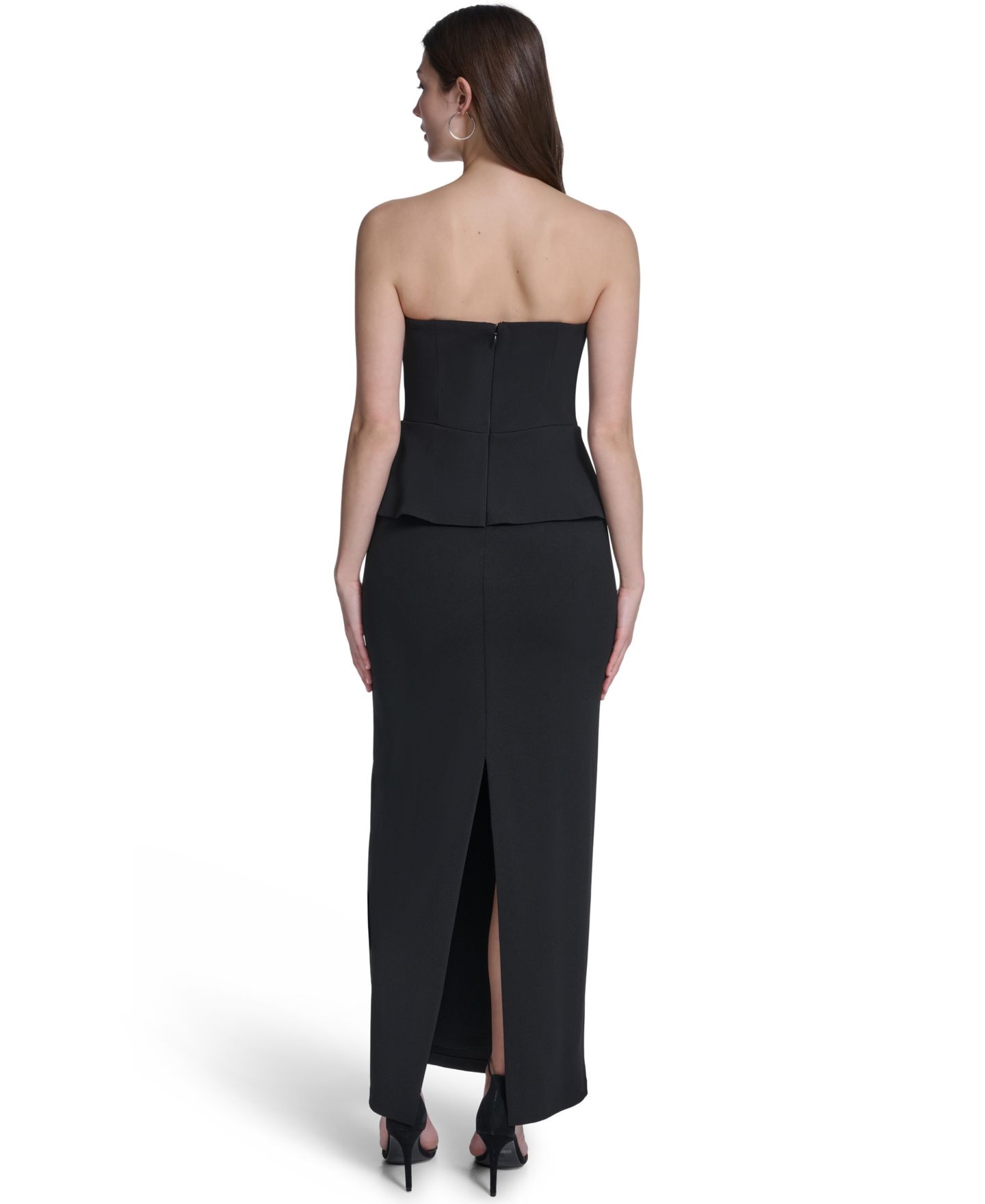 Женское платье Eliza J Strapless V-Neck Peplum Gown, цвет: Чёрный — фото 5