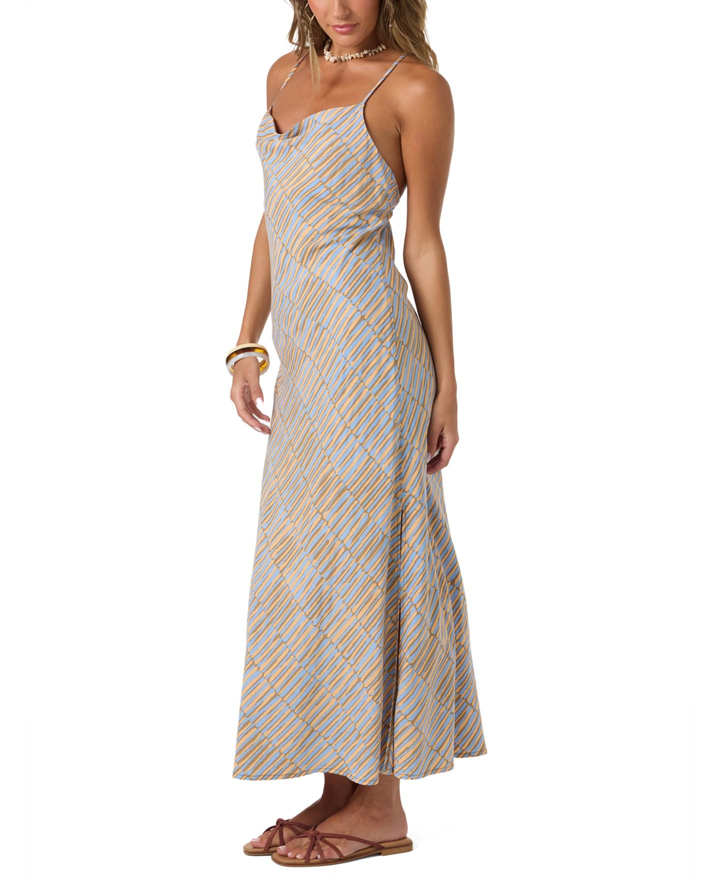 Женское платье O'Neill Viscose Holly Stripe Side Slit, цвет: Тёмный хаки — фото 2