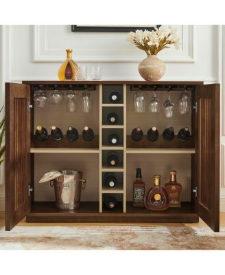 Mid-Century Fluted Liquor Cabinet and Wine Storage