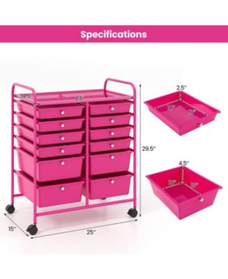 12-Drawer Rolling Storage Cart with Mixed-Size Drawers and Lockable Wheels