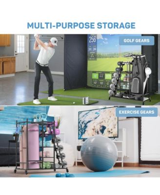 Home Gym Storage with Lockable Wheels for Dumbbells Yoga Mat