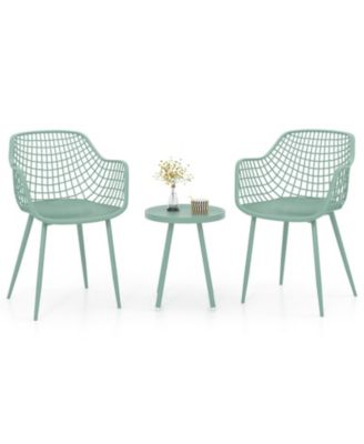 3 Piece Patio Chair Set with PP Seat and Tabletop for Porch