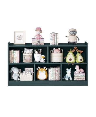 5 Cube Kids Bookcase - Wooden 2-Tier Storage Cabinet, Open Display Book Shelf for Nursery, School Classroom