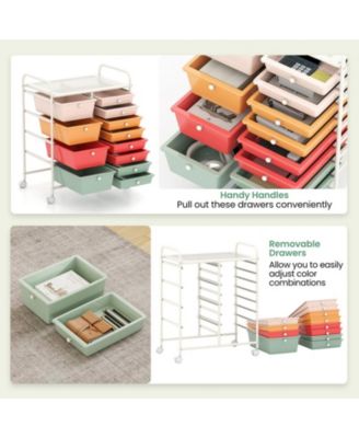 12-Drawer Rolling Organizer Cart with 4 Large and 8 Medium PP Drawers