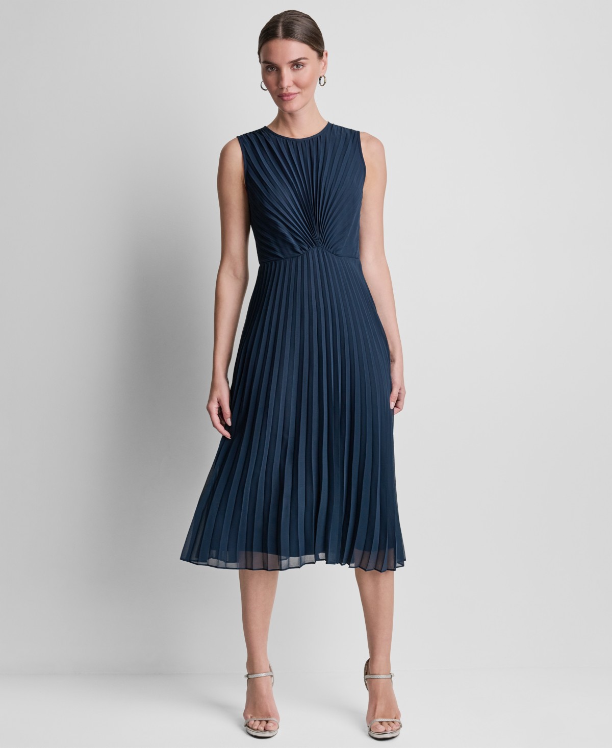 Женские платья DKNY Women's Pleated Jewel Neck Dress — фото 1
