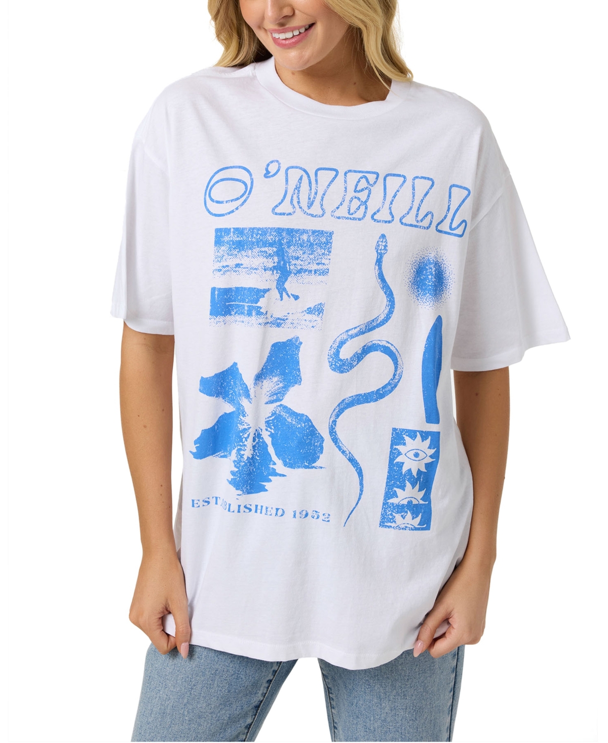 O'Neill Women's Tropic Meltdown Oversized Crewneck Cotton T-Shirt