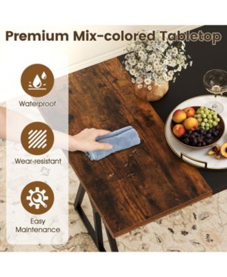 5-Piece Industrial Dining Room Set Rectangular Kitchen Table with 2 Benches and 2 Stools