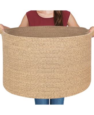 Rope Blanket Basket Storage Bin Organizer Wicker Box 88L Gift Basket