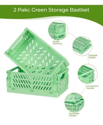 4Pack Plastic Storage Baskets Collapsible Crates Organizing Mini Bins