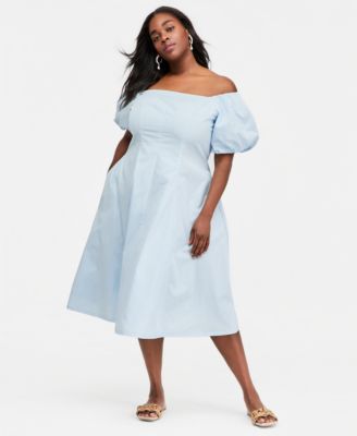 Trendy Plus Size Off-The-Shoulder Midi Dress