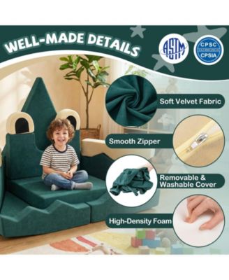 Modular Kids Play Couch with Velvet Cover for Creative Play