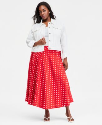 On 34th Trendy Plus Size Midi Circle Skirt Macys Exclusive - Pompeian Rd Cmb 60$