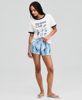 Women's Cotton Plaid Pull-On Bubble Shorts, Macy's