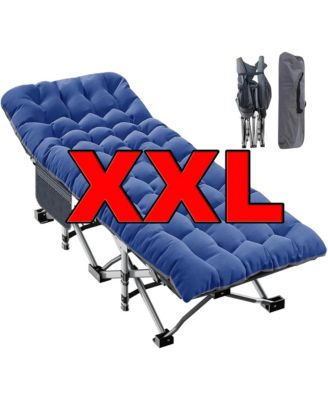 XXL Folding Camping Cot with Mat: 78"x32"x18". Heavy Duty 1200D Oxford Portable Travel Bed with Carry Bag. Durable Outdoor Gear.