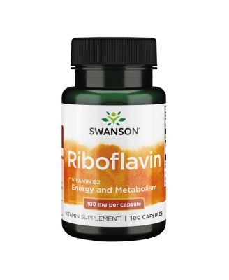 Vitamin B2 Riboflavin Supplement for Vision Health, Thyroid Function and Supports Energy Production - 100 Capsules, 100 mg Each