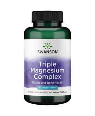 Triple Magnesium Complex  Mineral Supplement  Natural Support  Featuring Citrate, Oxide and Aspartate  (100 Capsules, 400mg Each)