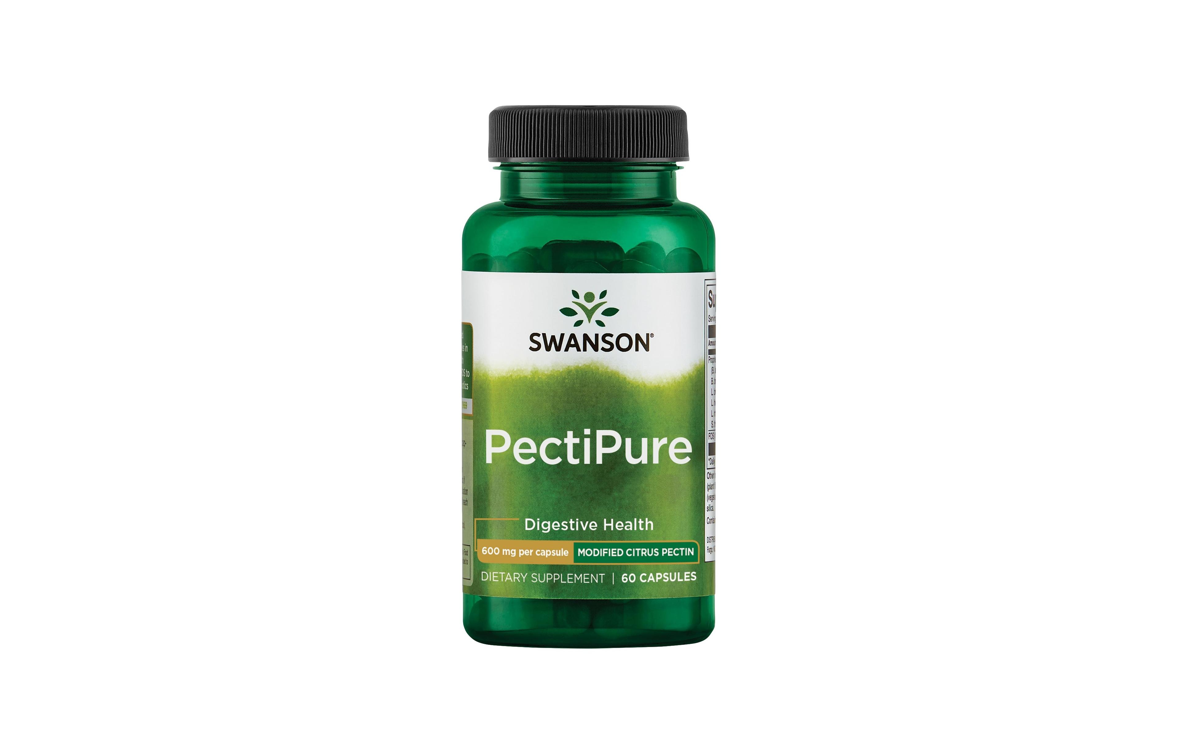 Swanson PectiPure Modified Citrus Pectin, Digestive and Cellular Health, 82% Galacturonic Acid, Natural Wellness Supplement, 600 mg, 60 Capsules