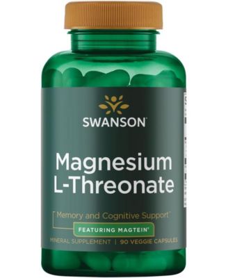 Magnesium L-Threonate Mineral Supplement for Nervous System Support - May Support Cognitive Health, Learning and Memory - 90 Veggie Capsules