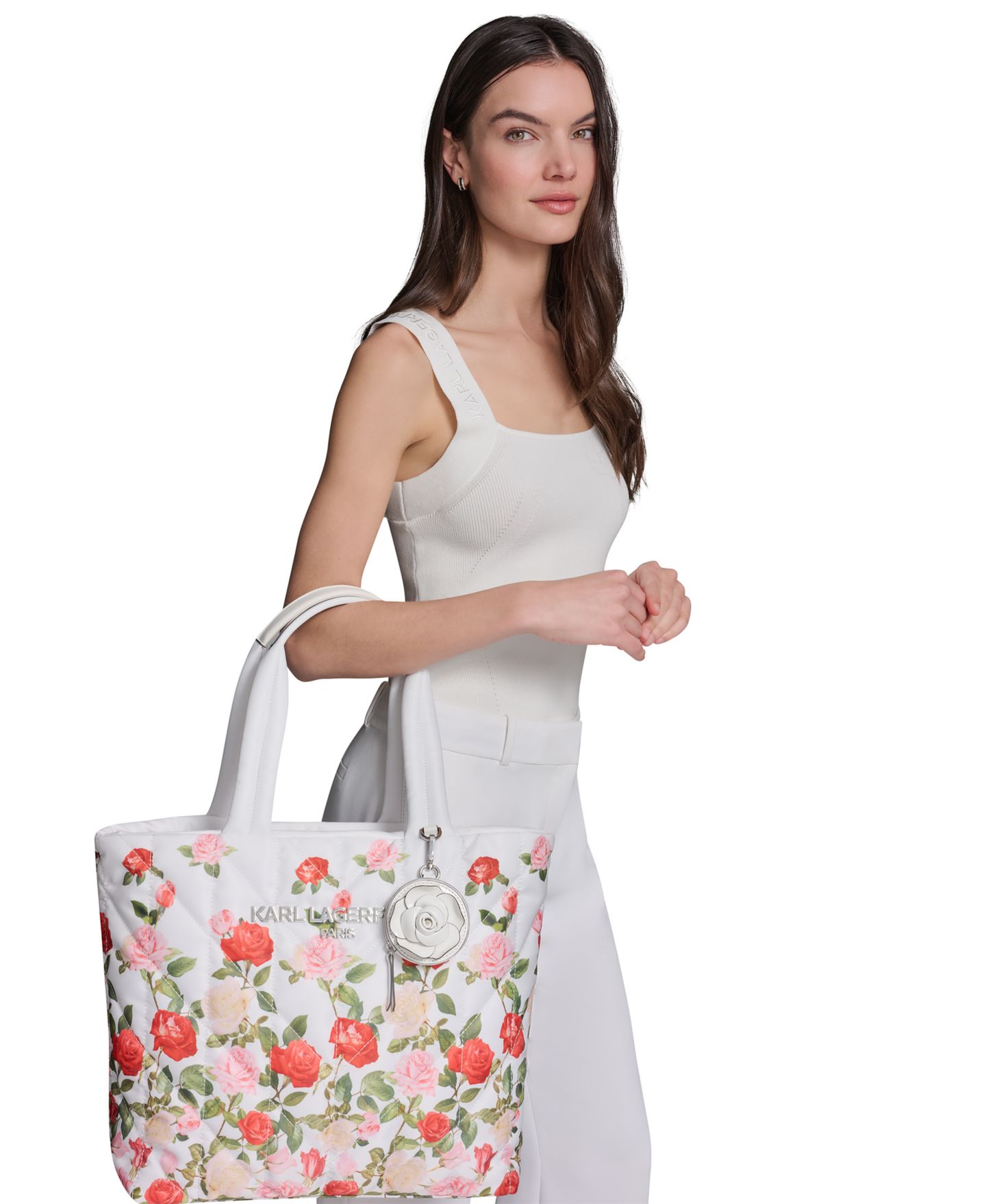 Женская сумка KARL LAGERFELD PARIS Voyage Large Tote Handbag, цвет: С принтом белый — фото 6