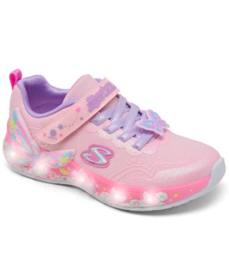 Little Girls' S-Lights: Butterfly Bliss Light-Up Fastening Strap Casual Sneakers from Finish Line