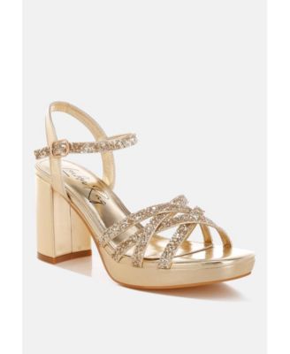 Women's Sparks Fly Glitter Strappy Block Sandals