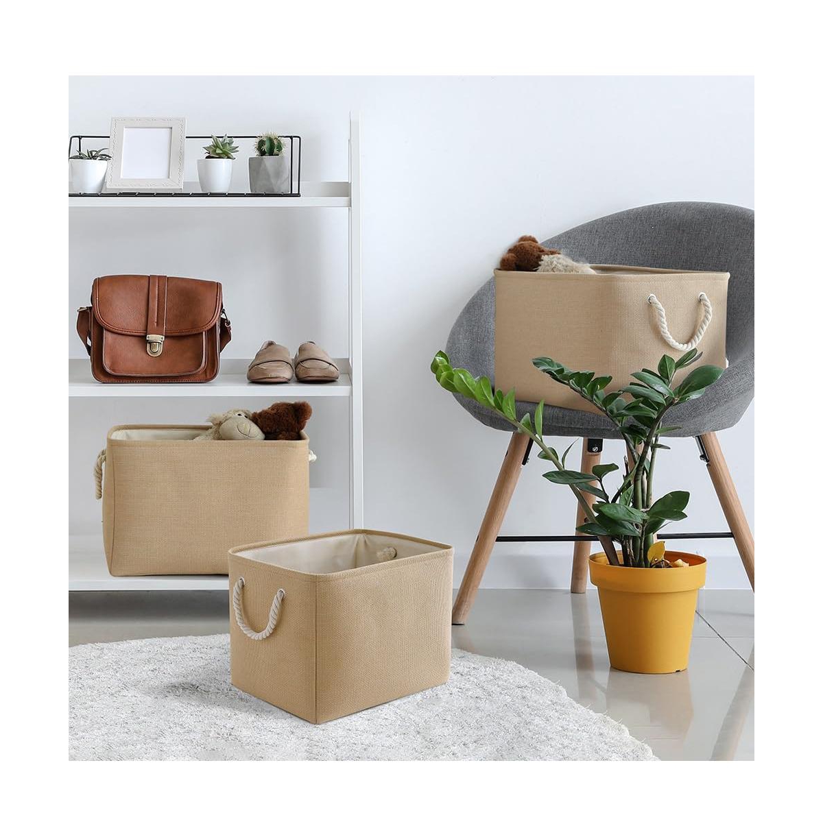 Gnuadz 3pack Storage Bins Canvas Basket Organizer with Handles Gift