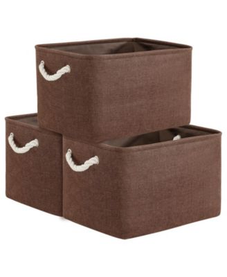 3pack Storage Bins Canvas Basket Organizer with Handles Gift Basket
