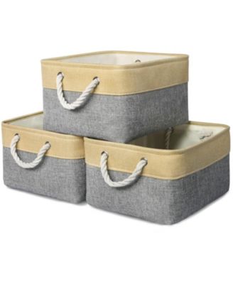 3pack Storage Bins Canvas Basket Organizer with Handles Gift Basket