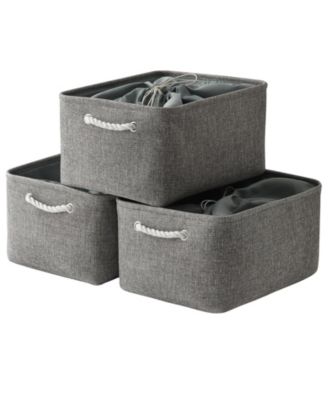 3pack Storage Bins Canvas Basket Organizer with Handles Gift Basket