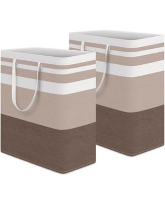 2PC Laundry Hamper Waterproof Collapsible Tall Clothes With Handles Gift Basket