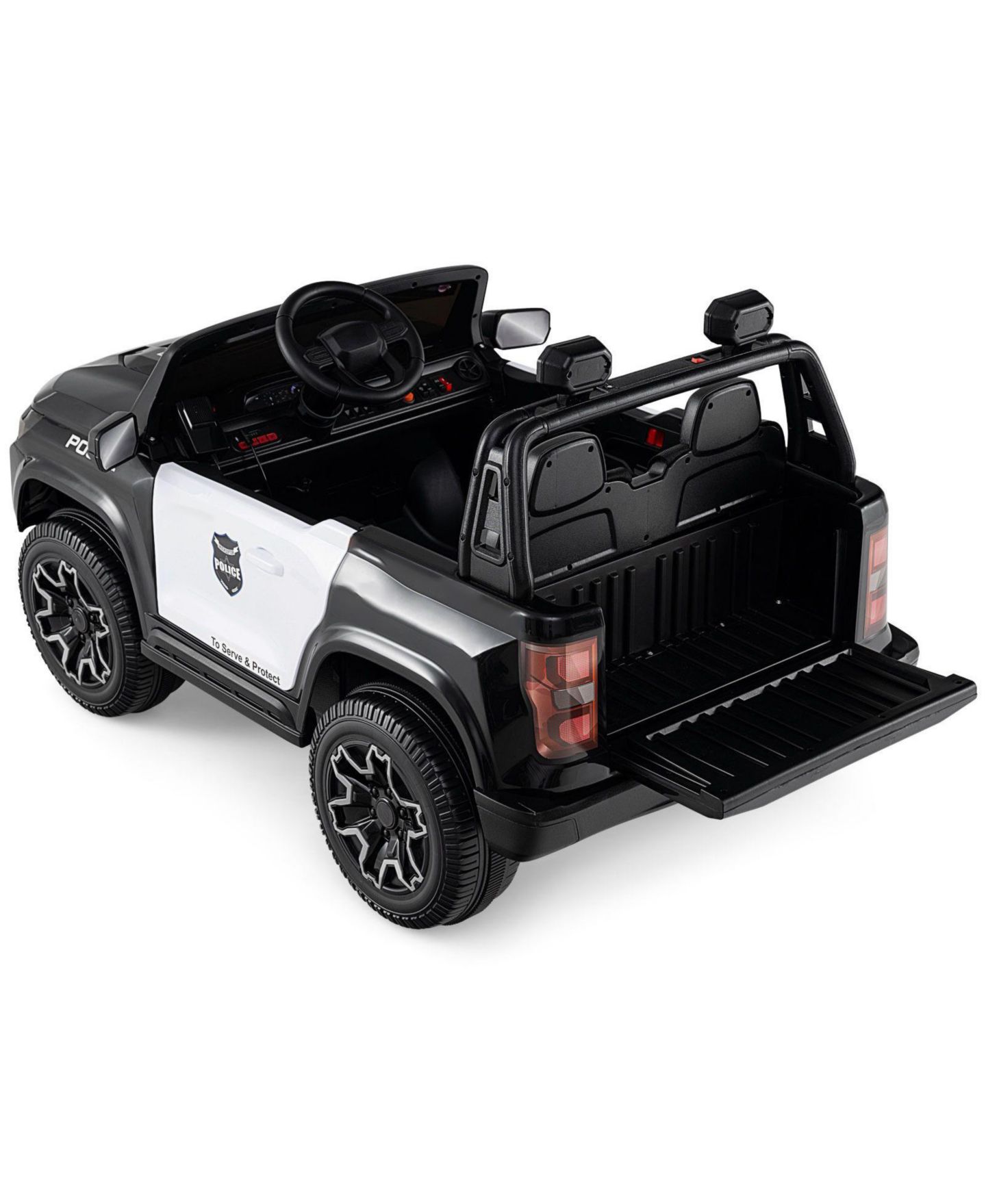 Детская игрушка Slickblue 24V Police 2-Seater 4WD Ride-On Car, Ages 3-8, цвет: Чёрный — фото 5