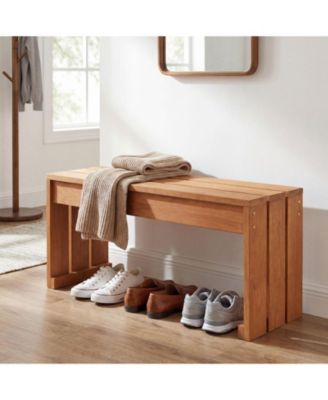 2-Person Outdoor Bench with Solid Wooden Frame for Backyard