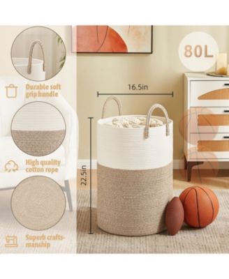 Woven Cotton Rope Hamper for Clothes Storage